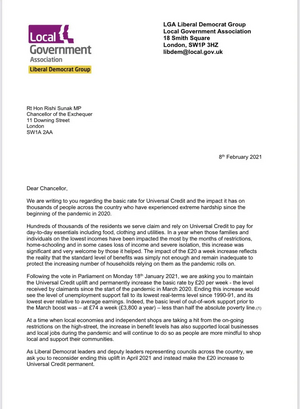 LGA Universal Credit letter - February 2021