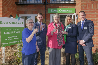 Left to Right - Isobel Barford, Chad Goldsmith, Cllr Wendy Rider, Brooke Amos and James Luton at the Opening of Oakhill Place in Bedford