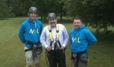 Dave Hodgson with Bodyflight Instructors Chris Durrant and Dave Danskin after doing 'The Swoop'