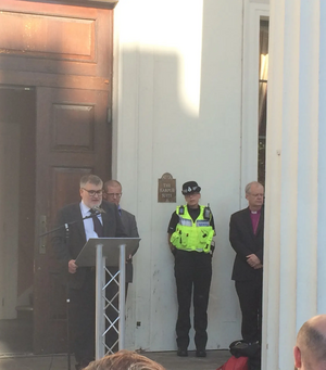 Mayor Dave Hodgson speaking at the Vigil for the Victims of the Manchester Terror Attack