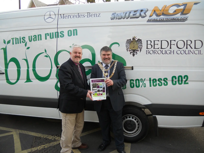 Dave Hodgson with Cllr Charles Royden at the launch of the COuncil's Carbon Management Plan