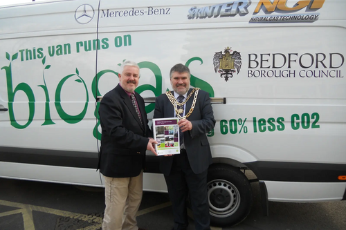 Dave Hodgson with Cllr Charles Royden at the launch of the COuncil's Carbon Management Plan