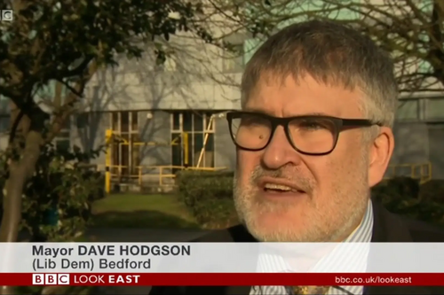 Mayor Dave Hodgson Being Interviewed on BBC TV