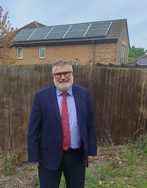 Mayor Dave Hodgson and Solar Panel