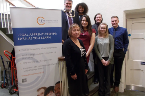 Mayor Dave Hodgson with apprentices from the Chartered Institute of Legal Executives