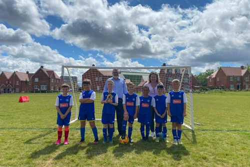 Mayor Dave Hodgson and Sarah Gallager visit Shortstown Rangers FC