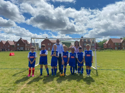 Mayor Dave Hodgson and Sarah Gallager visit Shortstown Rangers FC