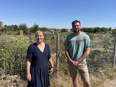 Hilde Hendrickx and Jake Sampson at Newnham Allotments