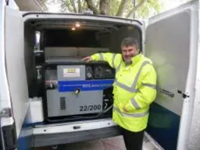 Dave Hodgson with Steam Cleaning Machine