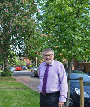 Mayor Dave Hodgson with newly-planted trees