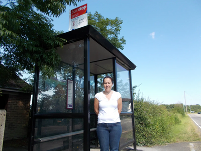 Cllr Sarah Holland, New Bus Shelter in Cotton End