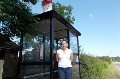 Cllr Sarah Holland, New Bus Shelter in Cotton End