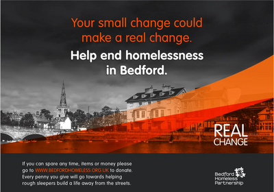 Real Change Poster by the Bedford Homeless Partnership