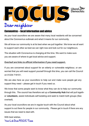 Coronavirus information leaflet - Bedford Liberal Democrats