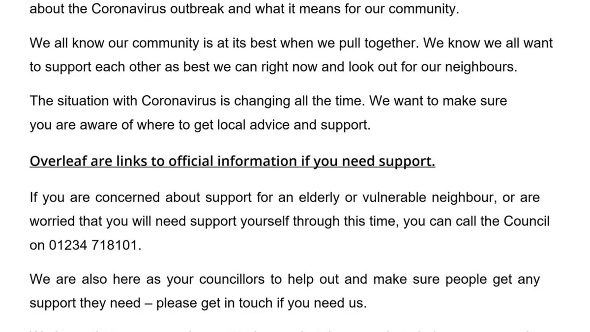 Coronavirus information leaflet - Bedford Liberal Democrats