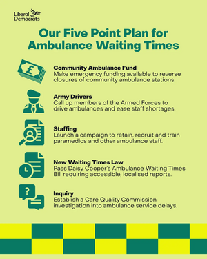 Five point plan for Ambulance waiting times