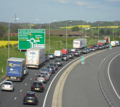 Traffic Queuing on the Approach to the Black Cat Roundabout