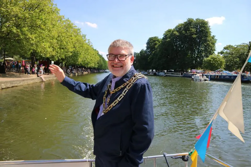 Mayor Dave Hodgson on the water at the Bedford River Festival