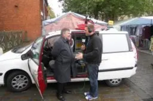 Dave Hodgson being interviewed by BBC 3 Counties Radio Reporter