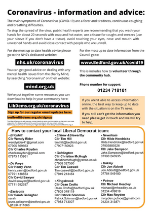 Coronavirus information leaflet - Bedford Liberal Democrats