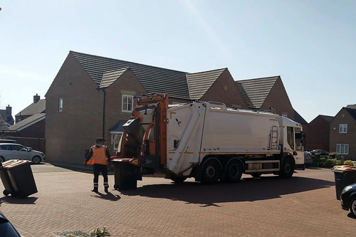 Bin collection crew working