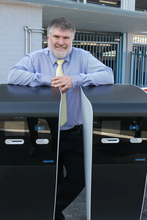 Mayor Dave Hodgson at the entrance to Allhallows Car Park