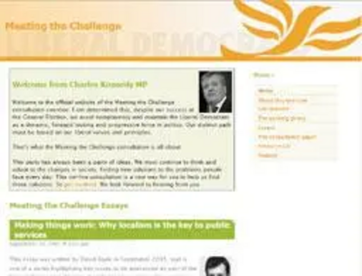 The "meeting the challenge" web site front page