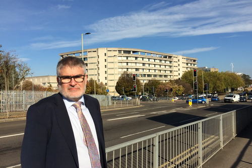 Mayor Dave Hodgson by Borough Hall in Bedford