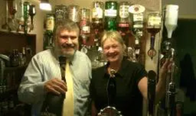 Dave Hodgson with Lorraine, Landlady of the Bell in Cotton End