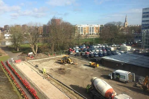 St Mary's Car Park in Bedford, During Construction