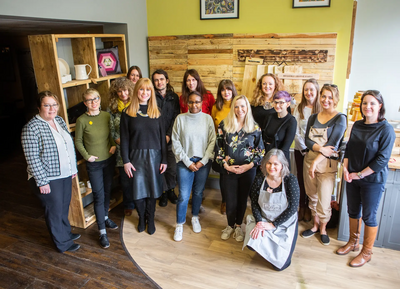 Cllr Sarah Gallagher with Artists and Makers at Made in Bedford at Number 13