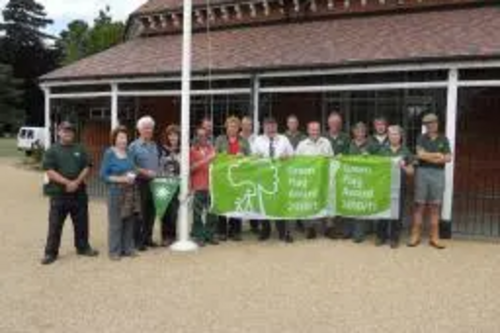 Mayor with Staff and Volunteers of Parks and Nature reserve to mark Green Flag, Pennant Awards