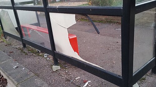 Damage to Queen's Drive bus stop