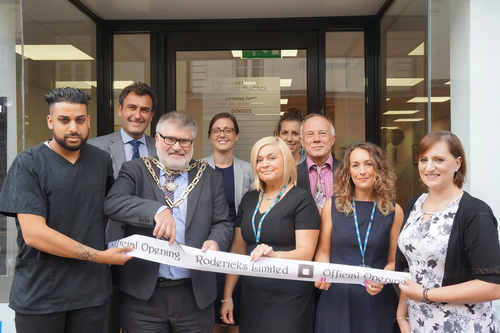 Mayor Dave Hodgson Cuts the Ribbon at the Opening of the Bedford House Dental Practice