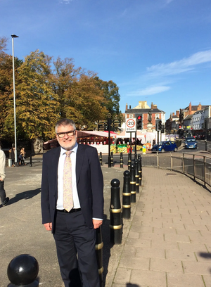 Mayor Dave Hodgson on the Bank Site in Bedford town centre, opposite St Paul's Square