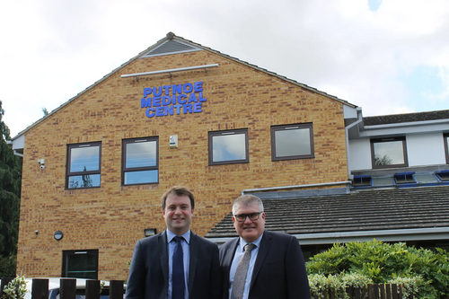 Henry Vann and Mayor Dave Hodgson at Putnoe Medical Centre