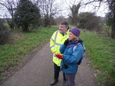 Dave Hodgson surveys trees on Western Bypass route with Christine Marsh of Hankinson Duckett Associates