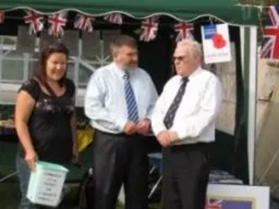 Dave Hodgson chatting at the British Legion stand at the Cotton End Village Show