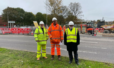 Mayor Dave Hodgson and Councillor Charles Royden at the Clapham Roadworks