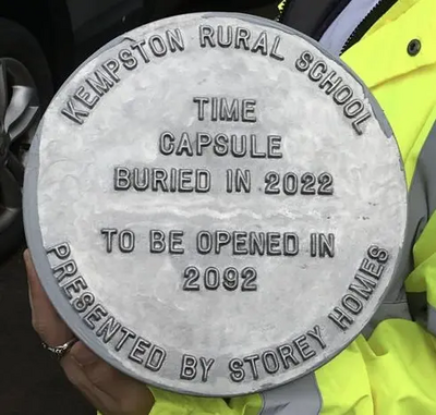 The Time Capsule burial at The Place in Kempston