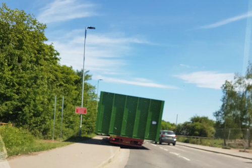 Covanta Incinerator Construction Vehicle blocking the road at Green Lane