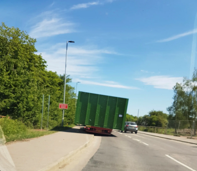 Covanta Incinerator Construction Vehicle blocking the road at Green Lane