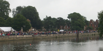 Olympic Torch Relay Crowds Along the Embankment in Bedford