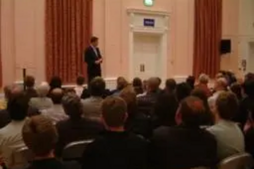 Nick Clegg in the Harpur Suite answering questions