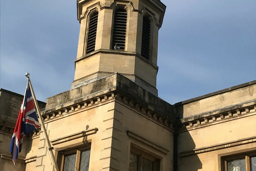 VE Day 75 Flag at the Old Town Hall