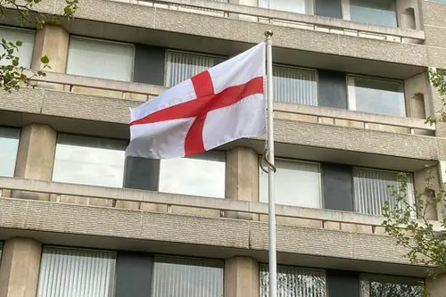 St George's Day flag at Borough Hall 2022