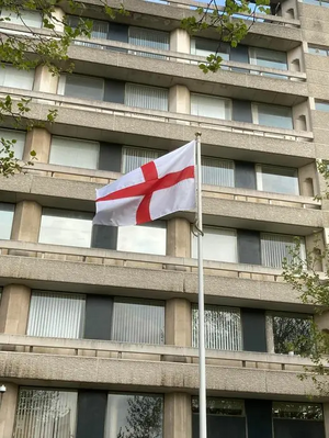 St George's Day flag at Borough Hall 2022