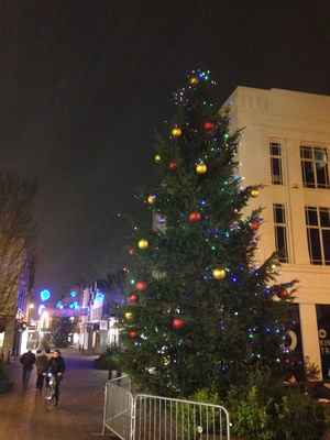 Bedford Town Centre Christmas Tree at night