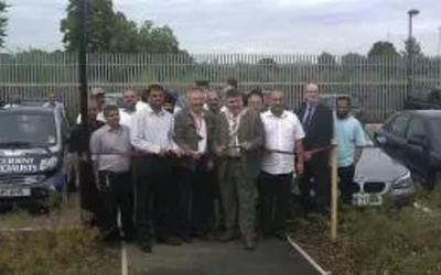 Mayor Dave Hodgson ribbon cutting at Havelock St Car Park