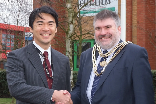 Dave Hodgson with Mr Matsushita of Fujifilm UK at their Bedford head office